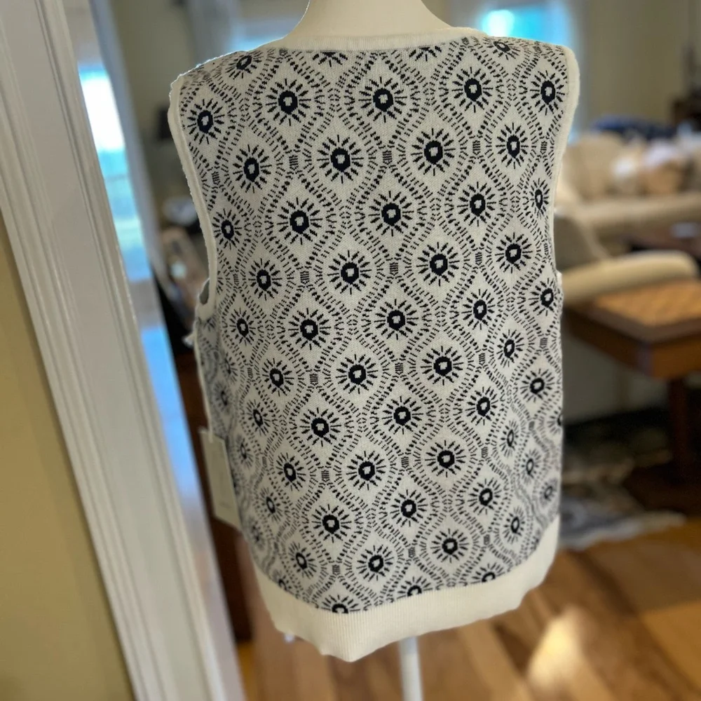 NWT Joie Black & White Patterned Soft Knit Tank Top Sweater